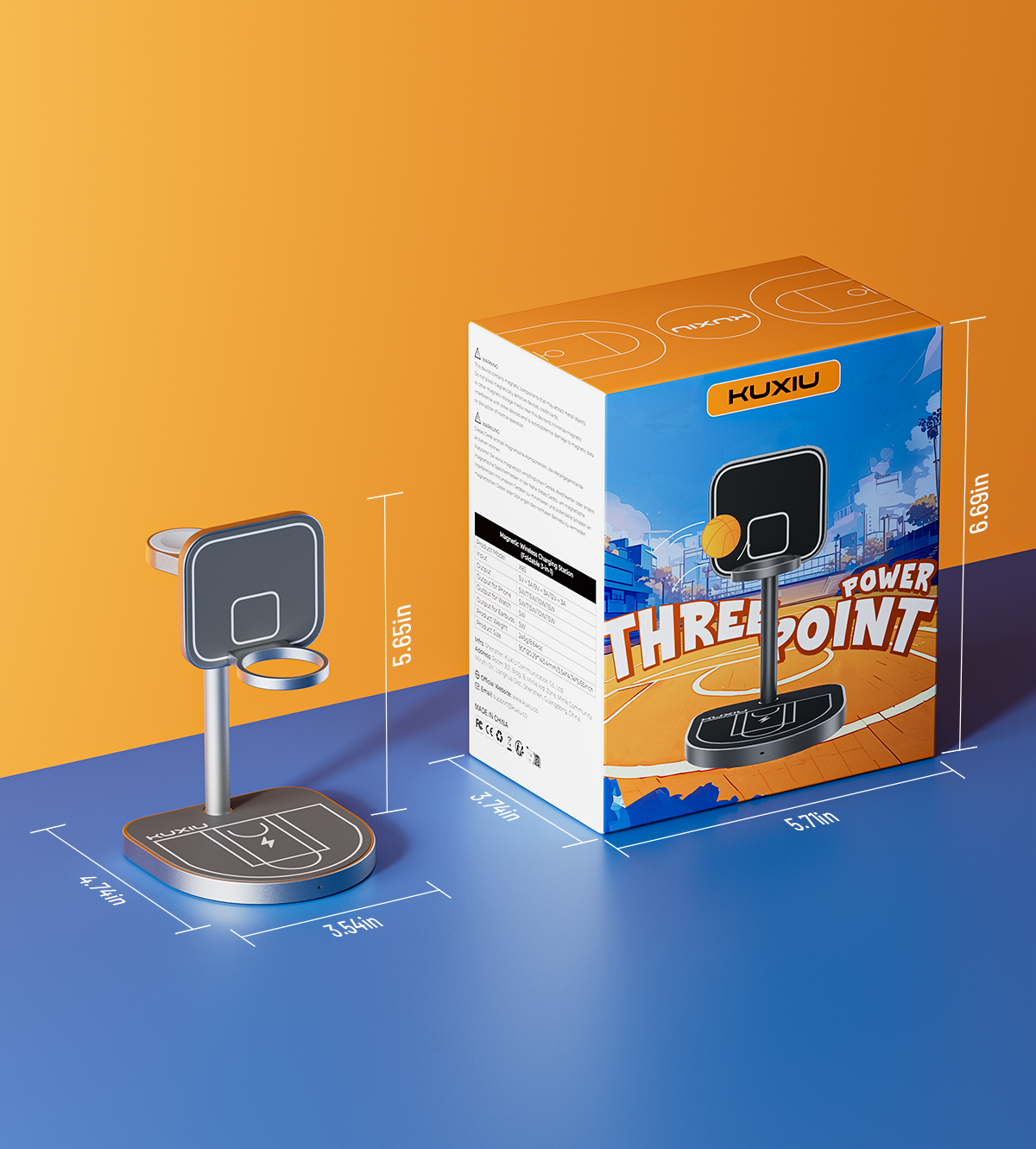 KUXIU 3-Point Power Kreativer 3-in-1 MagSafe-Ladeständer - Grau