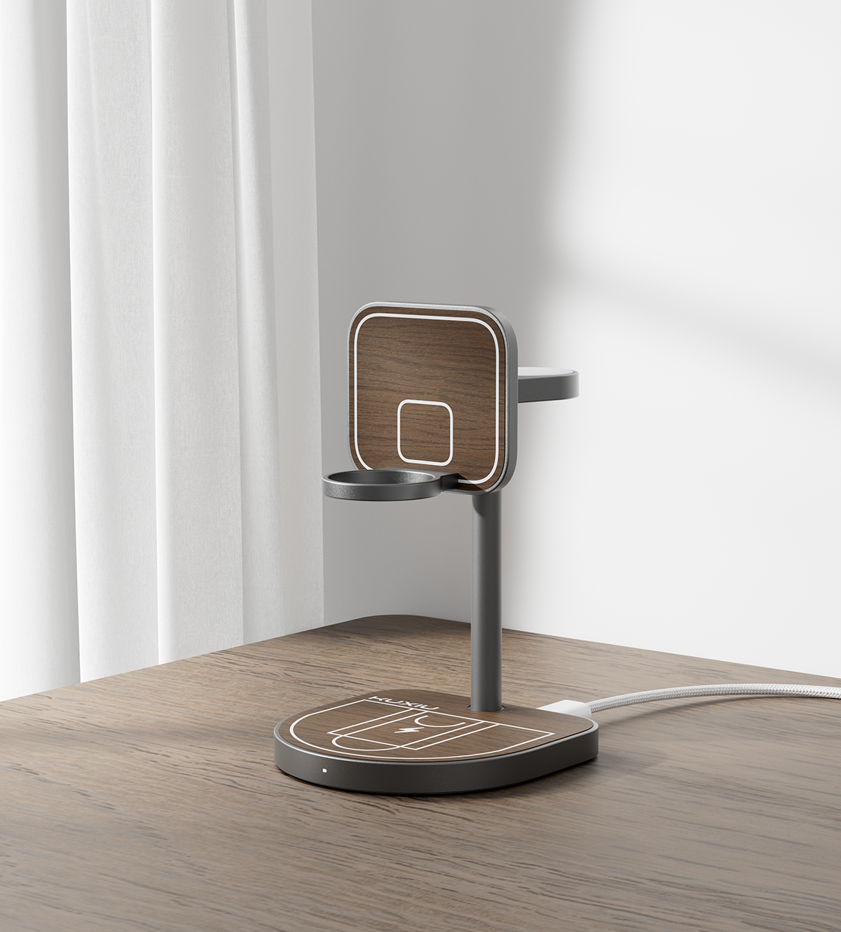 KUXIU Qi2 三分力量創意 3合1 磁吸無線充電座 - 木紋