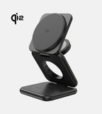 KUXIU X40Q QI2 15W 3-In-1 Foldable Magnetic Wireless Charging Station - Black