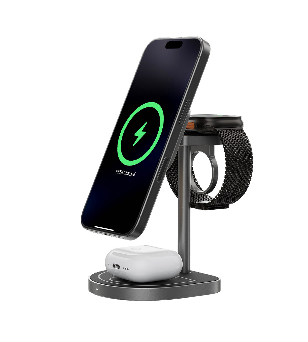 Immagine di KUXIU 3-Point Power Supporto di ricarica wireless magnetico 3 in 1 creativo - Nero