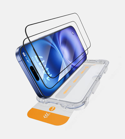 KUXIU iPhone 16 2.5D Displayschutzfolie aus gehärtetem Glas [2+2 Pack]