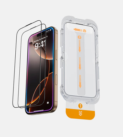 KUXIU iPhone 16 2.5D Displayschutzfolie aus gehärtetem Glas [2+2 Pack]