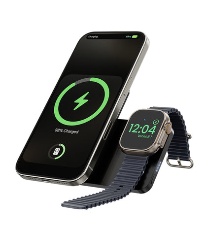 KUXIU K1 15W Fast Charging 3-in-1 MagSafe Wireless Power Bank - Black