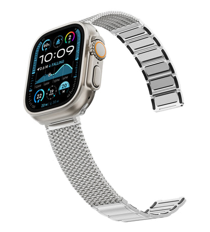 KUXIU Přírodní nerezová ocelová magnetická páska na Apple Watch