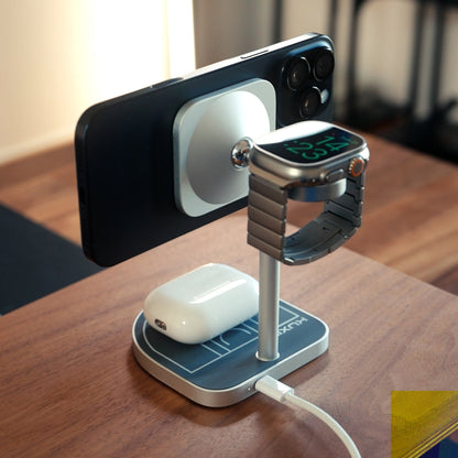 KUXIU 3-Point Power Kreativní 3v1 MagSafe Nabíjecí Stojan - Černá