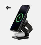 KUXIU X40Q Qi2 3-In-1 Foldable Magnetic Wireless Charging Station - Black