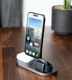 KUXIU X23 Pro 3-In-1 Magnetic Wireless Charger & Stand Kit - Wood Grain