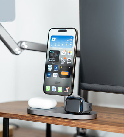 KUXIU X23 Pro 3-in-1 MagSafe Dual-Core Fast Charging Stand – Gray