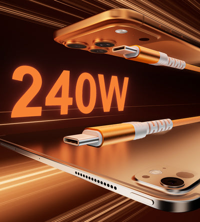 KUXIU 240W 1,5 m magnetisches, selbstaufwickelndes Kabel – Cosmic Orange