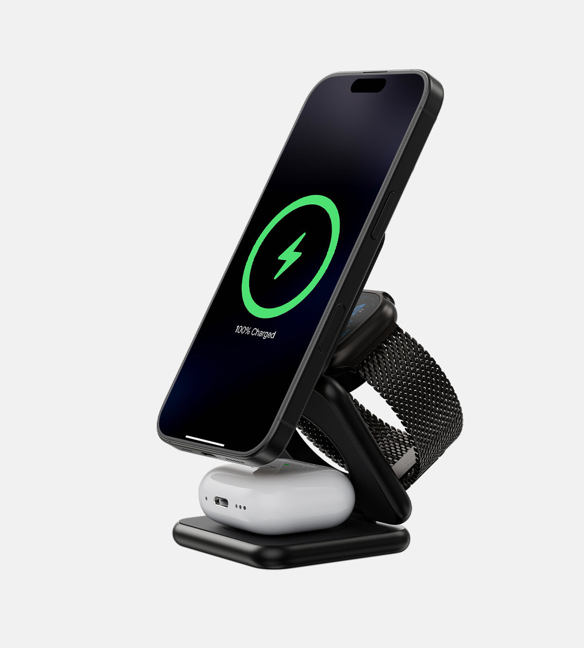 KUXIU X40 3-in-1 Foldable Magnetic Wireless Charging Station - Black