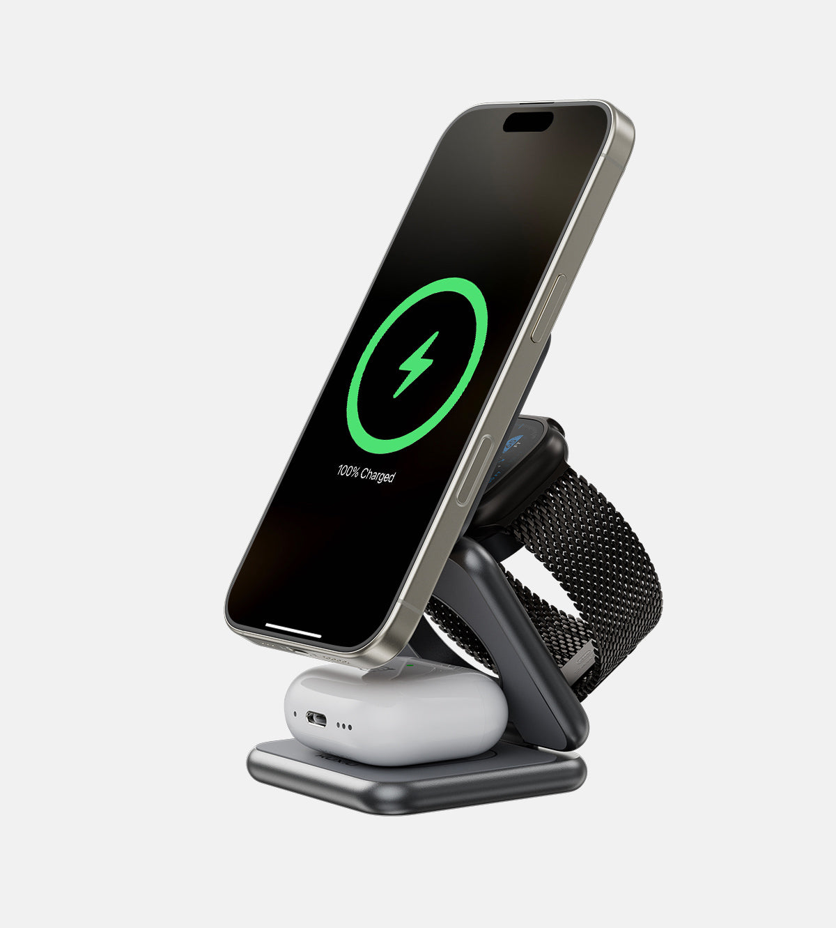 Immagine di KUXIU X40 - Caricatore 3-in-1 piccolo e portatile in alluminio per ricaricare iPhone, Apple Watch ed AirPods contemporaneamente