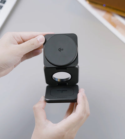 KUXIU X40Q Składana Stacja Ładowania 3-w-1 MagSafe z Certyfikatem Qi2 – Czarny