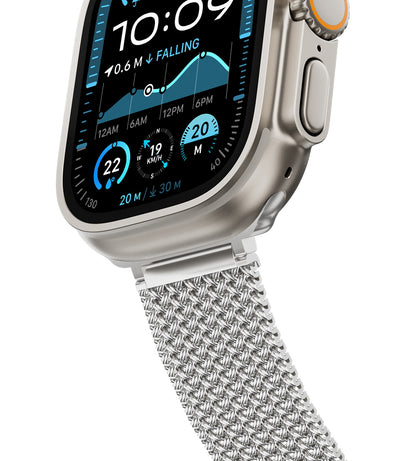 KUXIU Přírodní nerezová ocelová magnetická páska na Apple Watch