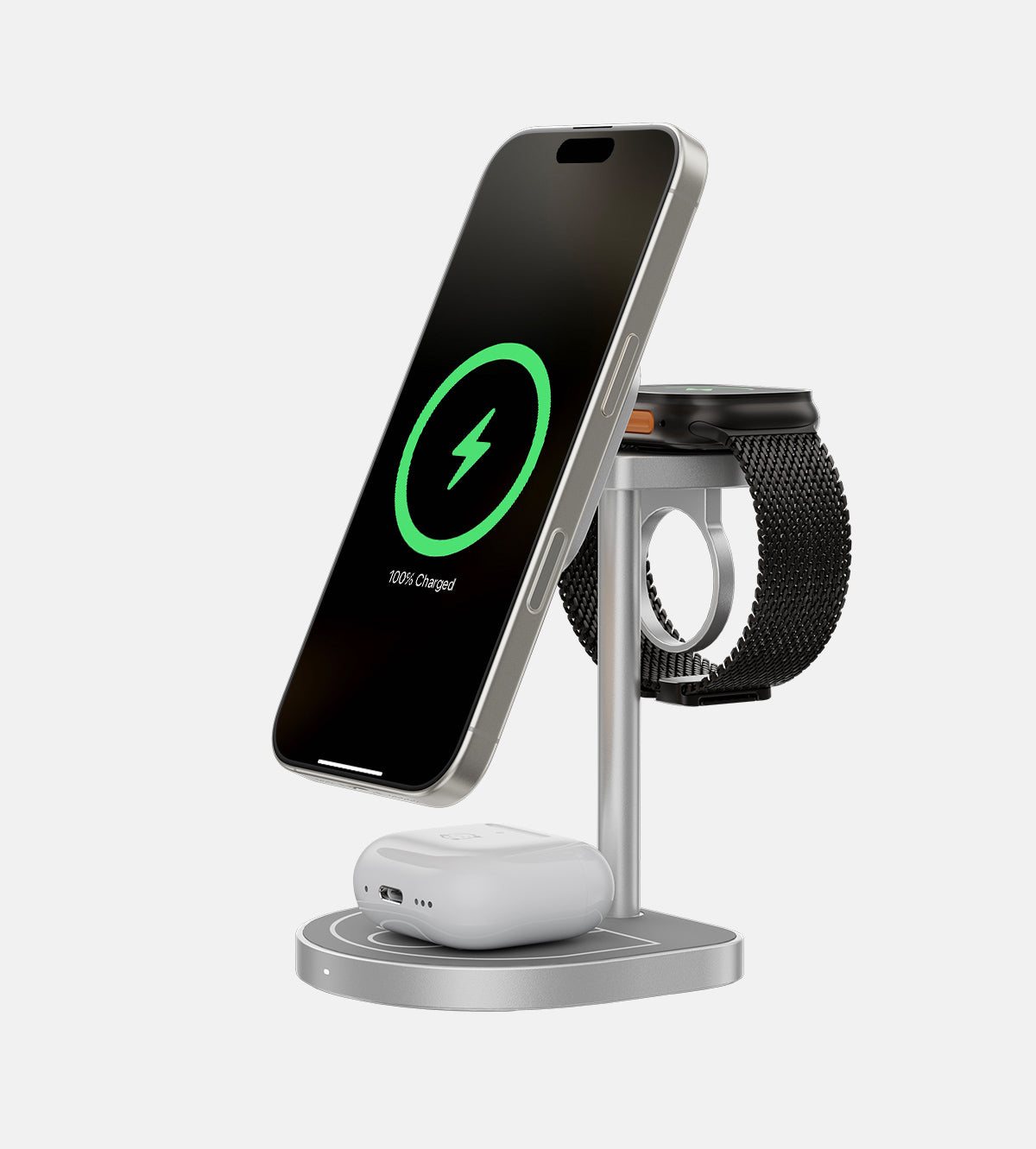 KUXIU 3-Point Power Creative 3-in-1 Magnetic Wireless Charging Stand - Gray