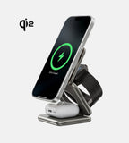 KUXIU X40Q Qi2 3-In-1 Foldable Magnetic Wireless Charging Station - Titanium Gold