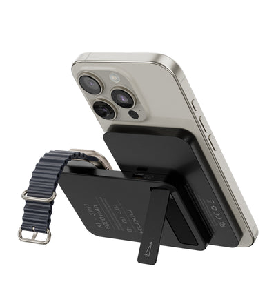 KUXIU K1 15W Schnellladende 3-in-1 MagSafe Powerbank - Schwarz