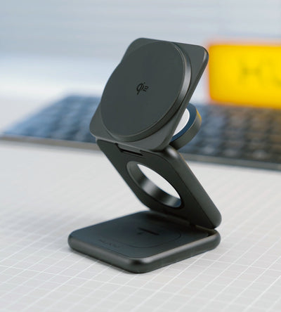 KUXIU X40Q Składana Stacja Ładowania 3-w-1 MagSafe z Certyfikatem Qi2 – Czarny