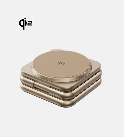 KUXIU X40Q Qi2-Zertifizierter 3-in-1 MagSafe Faltbarer Ladeständer - Wüsten-Titan