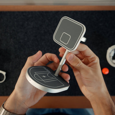 KUXIU 3-Point Power Support de Charge MagSafe 3-en-1 Créatif - Gris