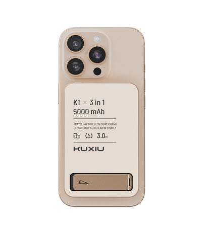 KUXIU K1 15W Fast Charging 3-in-1 MagSafe Wireless Power Bank - 5000mAh - Desert Titanium