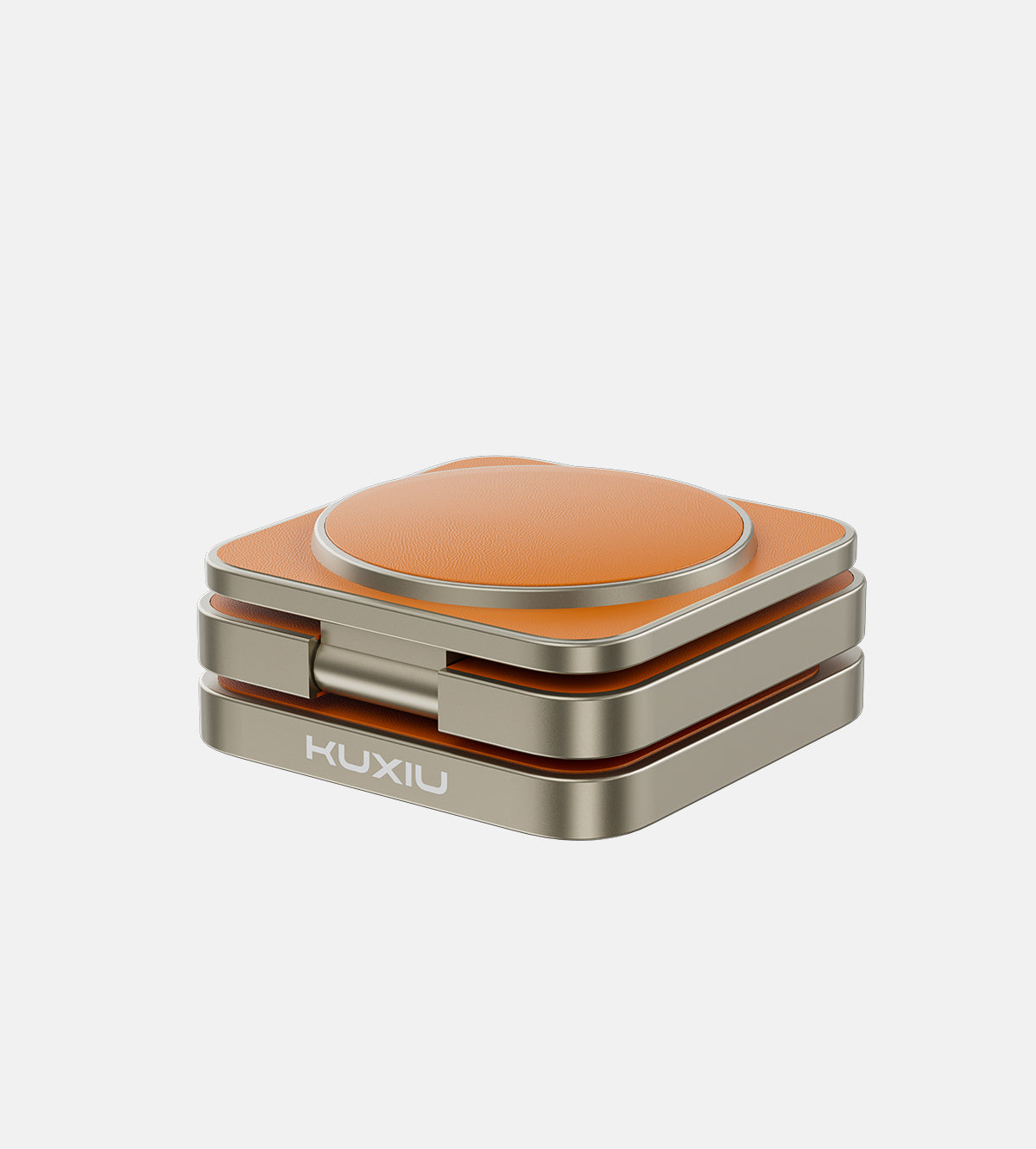 Kit De Soporte Y Cargador Inalámbrico Magnético Plegable 3 En 1 KUXIU X40 Pro - Cuero Naranja