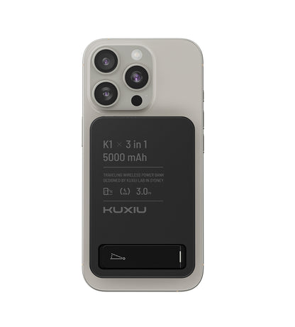 KUXIU K1 15W Fast Charging 3-in-1 MagSafe Wireless Power Bank - Black