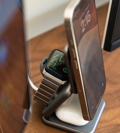 KUXIU X40Q Qi2-Zertifizierter 3-in-1 MagSafe Faltbarer Ladeständer - Grau