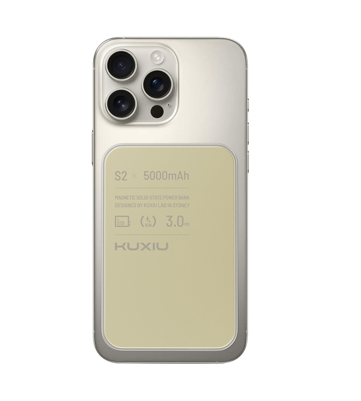 KUXIU S2 Qi2 5000mAh بنك طاقة صلب مغناطيسي - تيتانيوم طبيعي