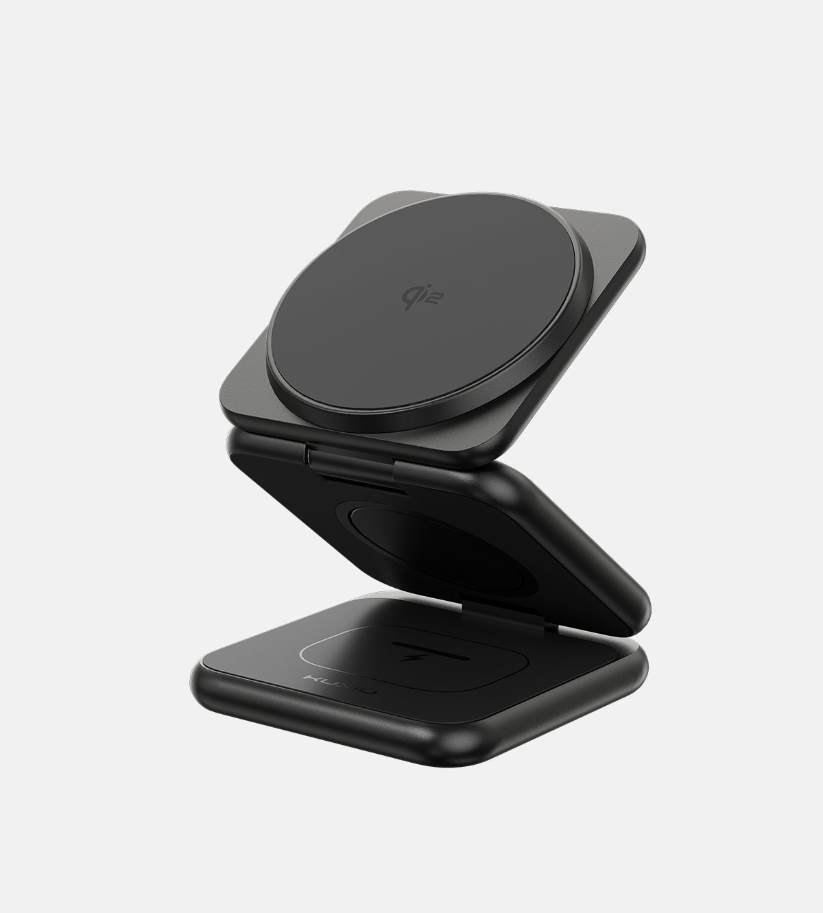 KUXIU X40Q QI2 15W 3-In-1 Foldable Magnetic Wireless Charging Station - Black