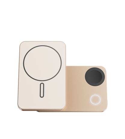 KUXIU K1 15W Fast Charging 3-in-1 MagSafe Wireless Power Bank - 5000mAh - Desert Titanium