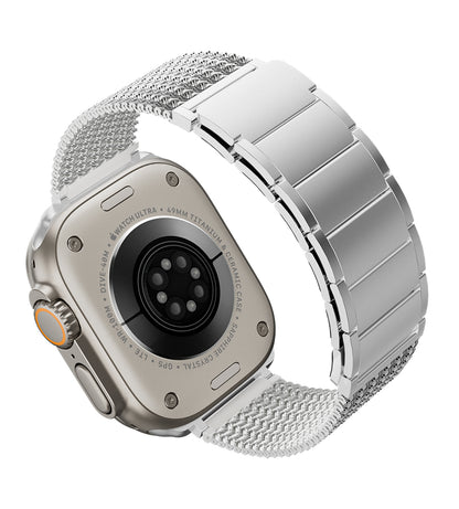 KUXIU Přírodní nerezová ocelová magnetická páska na Apple Watch