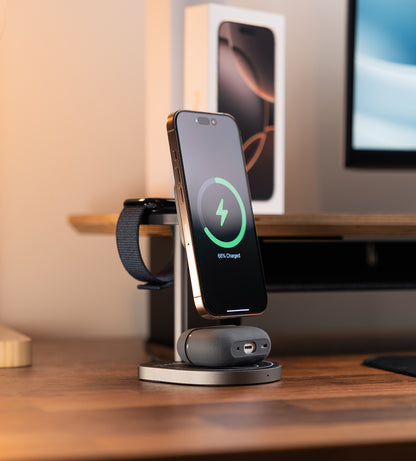 KUXIU 3-Point Power Kreativní 3v1 MagSafe Nabíjecí Stojan - Černá