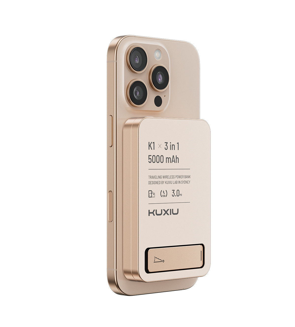 Immagine di KUXIU K1 Power Bank MagSafe 3 in 1 a Ricarica Rapida da 15W - 5000mAh - Titanio desertico