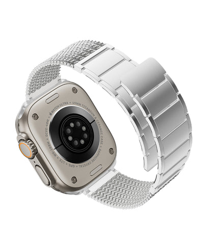 KUXIU Přírodní nerezová ocelová magnetická páska na Apple Watch