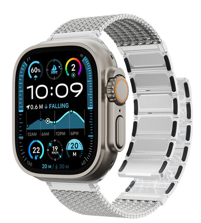 KUXIU Přírodní nerezová ocelová magnetická páska na Apple Watch