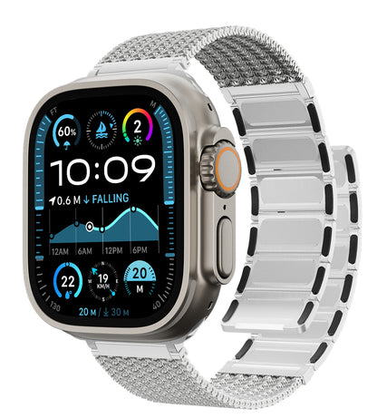 KUXIU Přírodní nerezová ocelová magnetická páska na Apple Watch