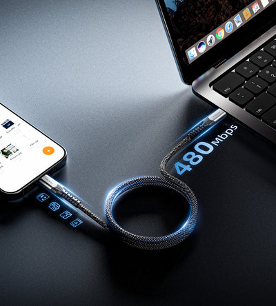 KUXIU 240W Magnetic Auto-Coiling Cable (USB-C to USB-C)