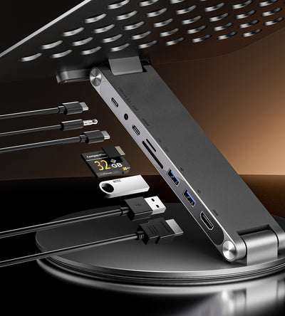 KUXIU X53 Support ergonomique pour ordinateur portable avec hub 8-en-1 intégré