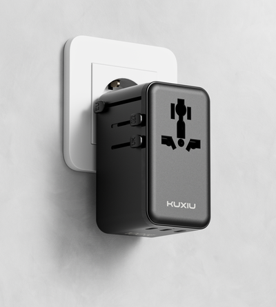 KUXIU 100W Universal Travel Adapter with Built-in Retractable Cable