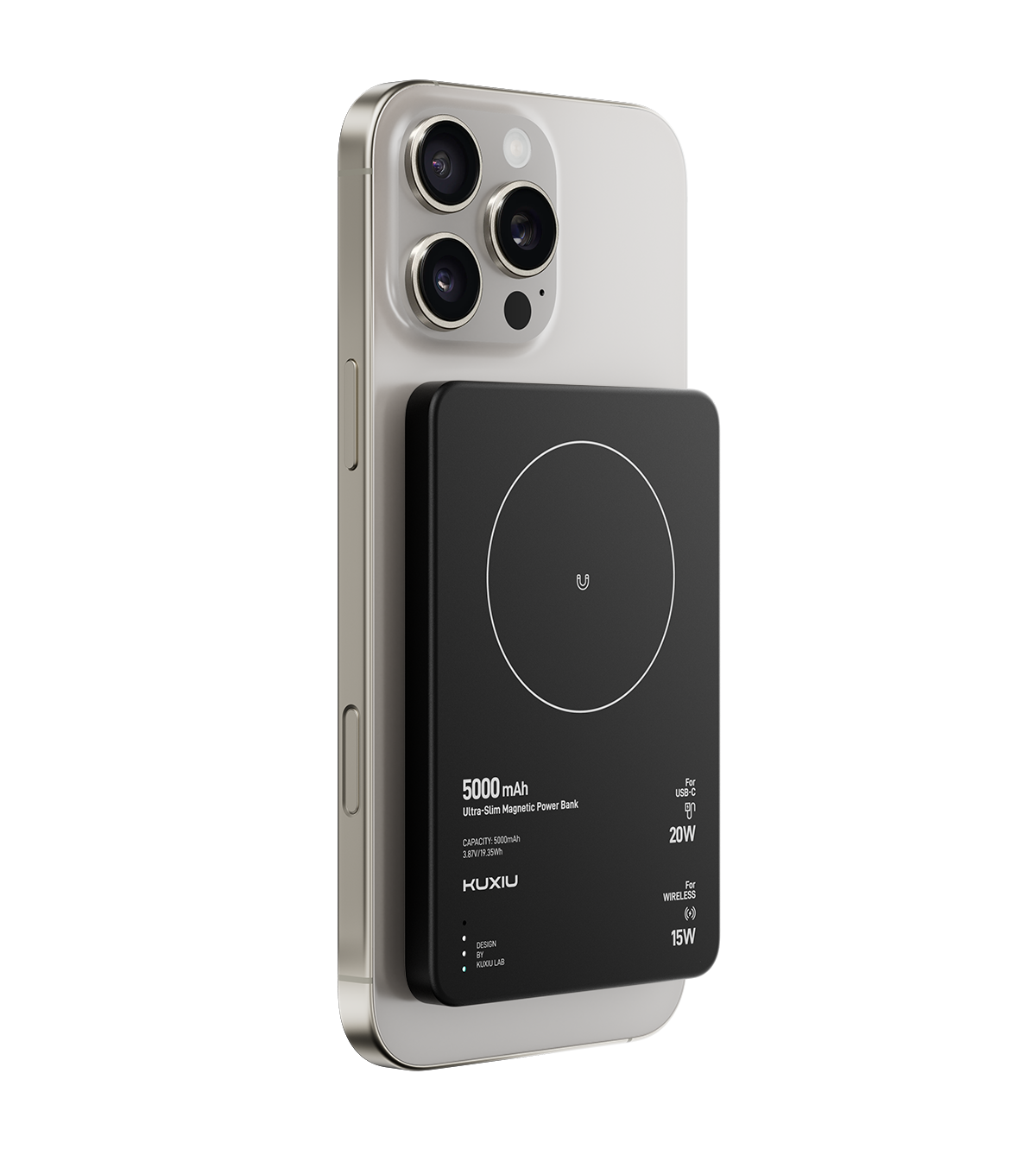 KUXIU B10 Ultra-Slim Magnetic Wireless Power Bank – Black