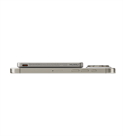 KUXIU B10 Ultra-Slim Magnetic Wireless Power Bank – Titanium