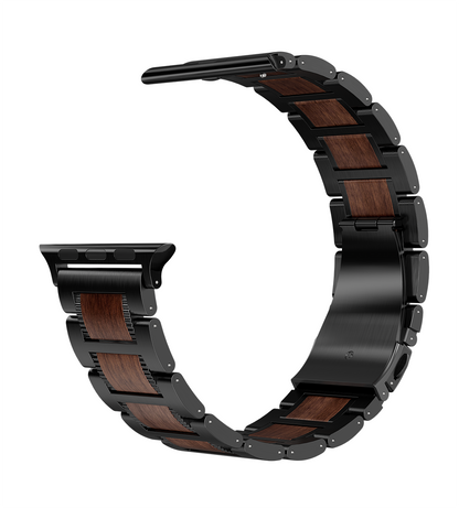 KUXIU Red Sandalwood & Stainless Steel Apple Watch Band