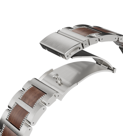 KUXIU Red Sandalwood & Stainless Steel Apple Watch Band