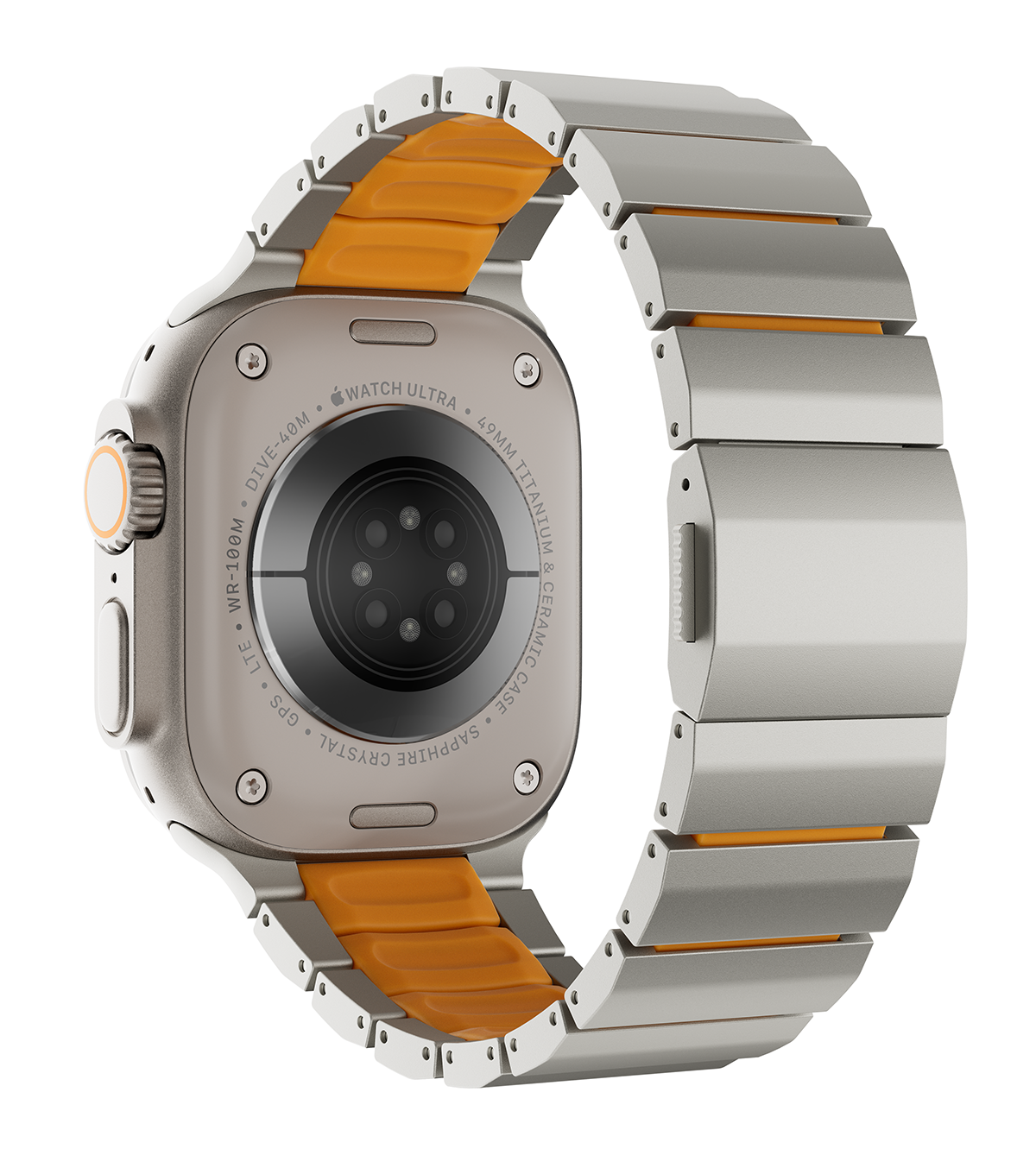 KUXIU Pure Titanium Watch Band with Magnetic Clasp – Titanium & Orange