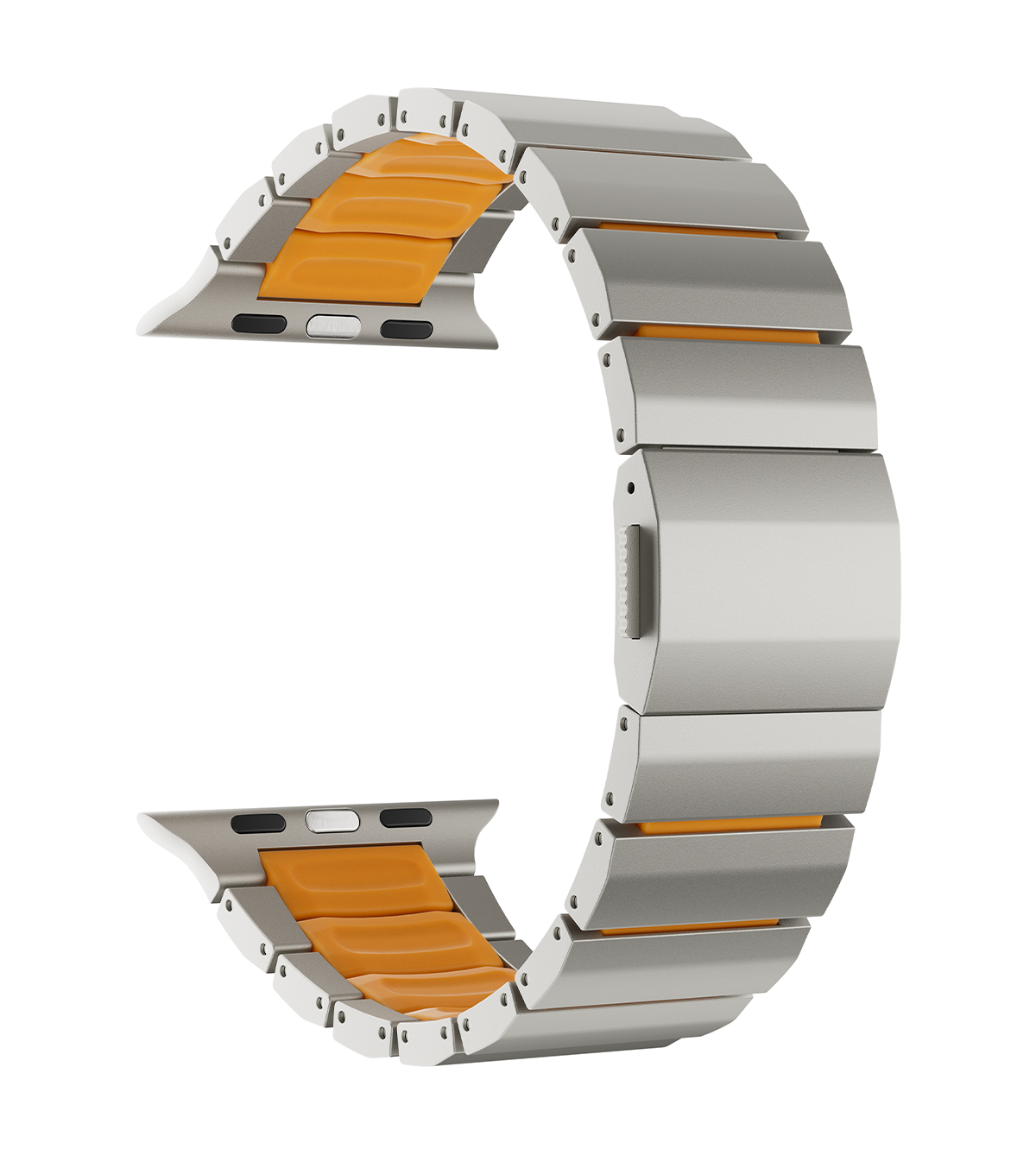 KUXIU Pure Titanium Watch Band with Magnetic Clasp – Titanium & Orange
