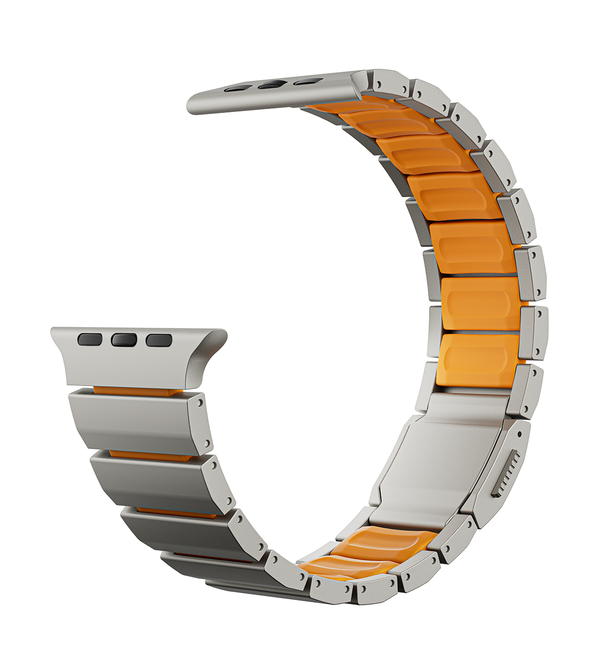 KUXIU Pure Titanium Watch Band with Magnetic Clasp – Titanium & Orange