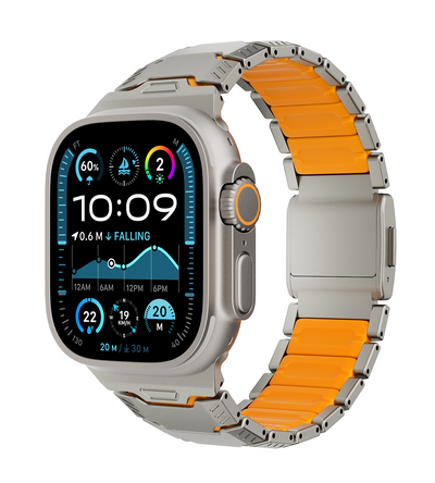 KUXIU Titanium Alloy Watch Band with Magnetic Clasp – Titanium & Orange