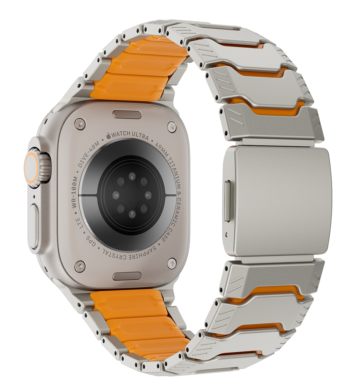 KUXIU Titanium Alloy Watch Band with Magnetic Clasp – Titanium & Orange