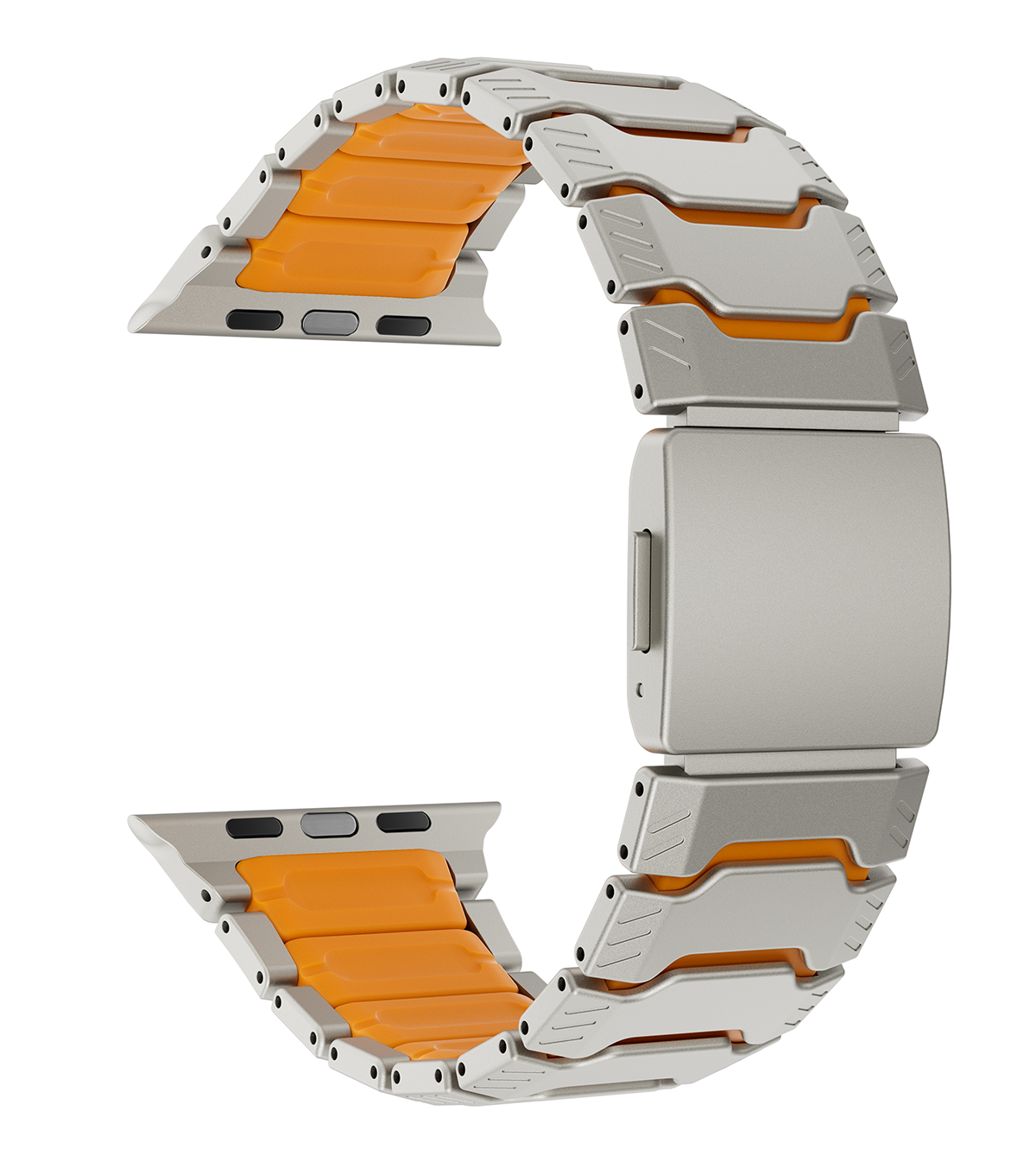 KUXIU Titanium Alloy Watch Band with Magnetic Clasp – Titanium & Orange