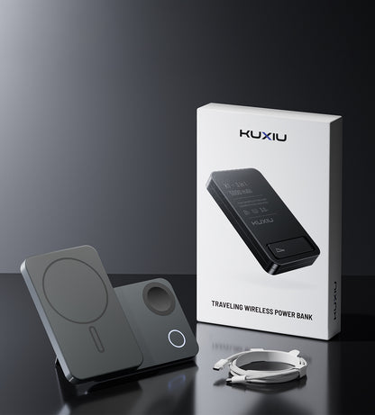 KUXIU K1 15W Schnellladender 3-in-1 MagSafe Powerbank - Grau